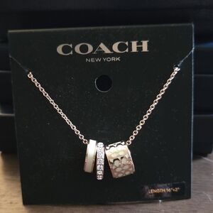Coach Rose Gold Multi-Charm Necklace